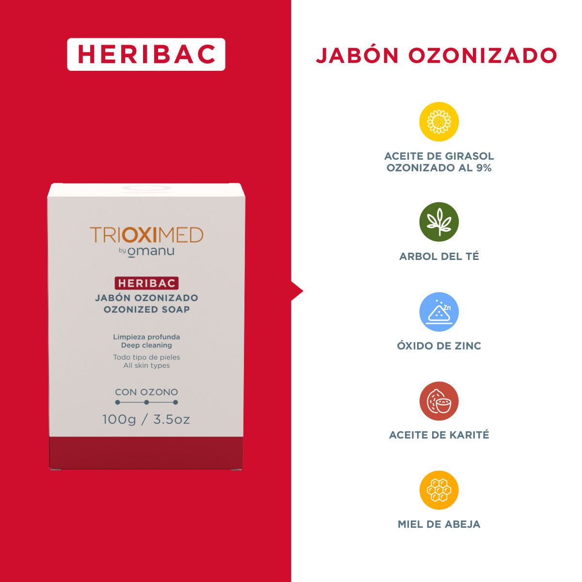 Jabón ozonizado Heribac 100 g - Trioximed