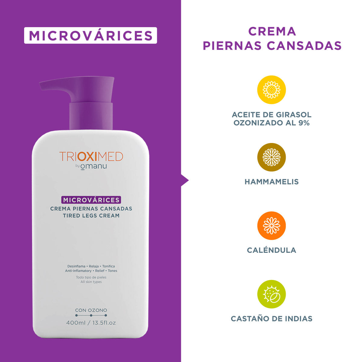 Crema Microvarices Piernas Cansadas Trioximed 400 ml - Trioximed