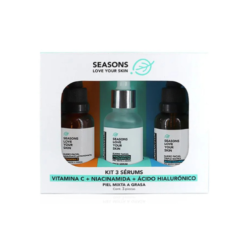 Kit de Viaje 3 Sérums: Vitamina C, Niacinamida y Ácido Hialurónico - Seasons