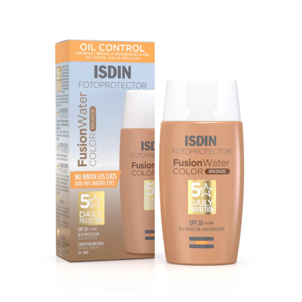 Fotoprotector Facial con Color Fusion Water Tono Bronce FPS 50 50 ml - Isdin