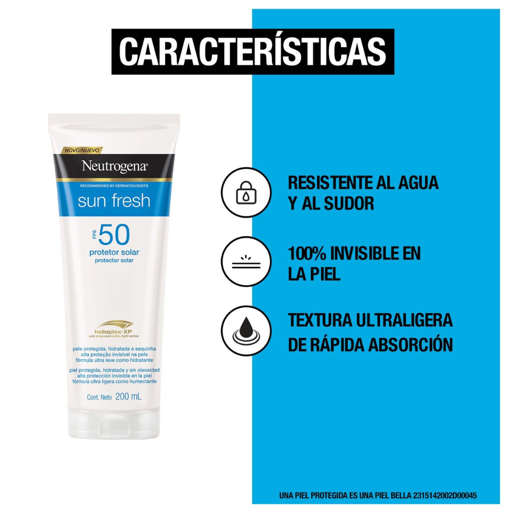 Protector Solar Corporal y Facial Textura Ligera  Sun Fresh SPF 50 200ml - Neutrogena