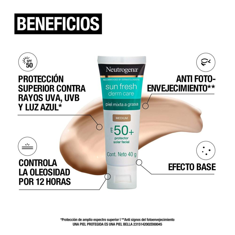 Protector Solar Facial con Color Sun Fresh Tono Medio SPF 50 40 g - Neutrogena