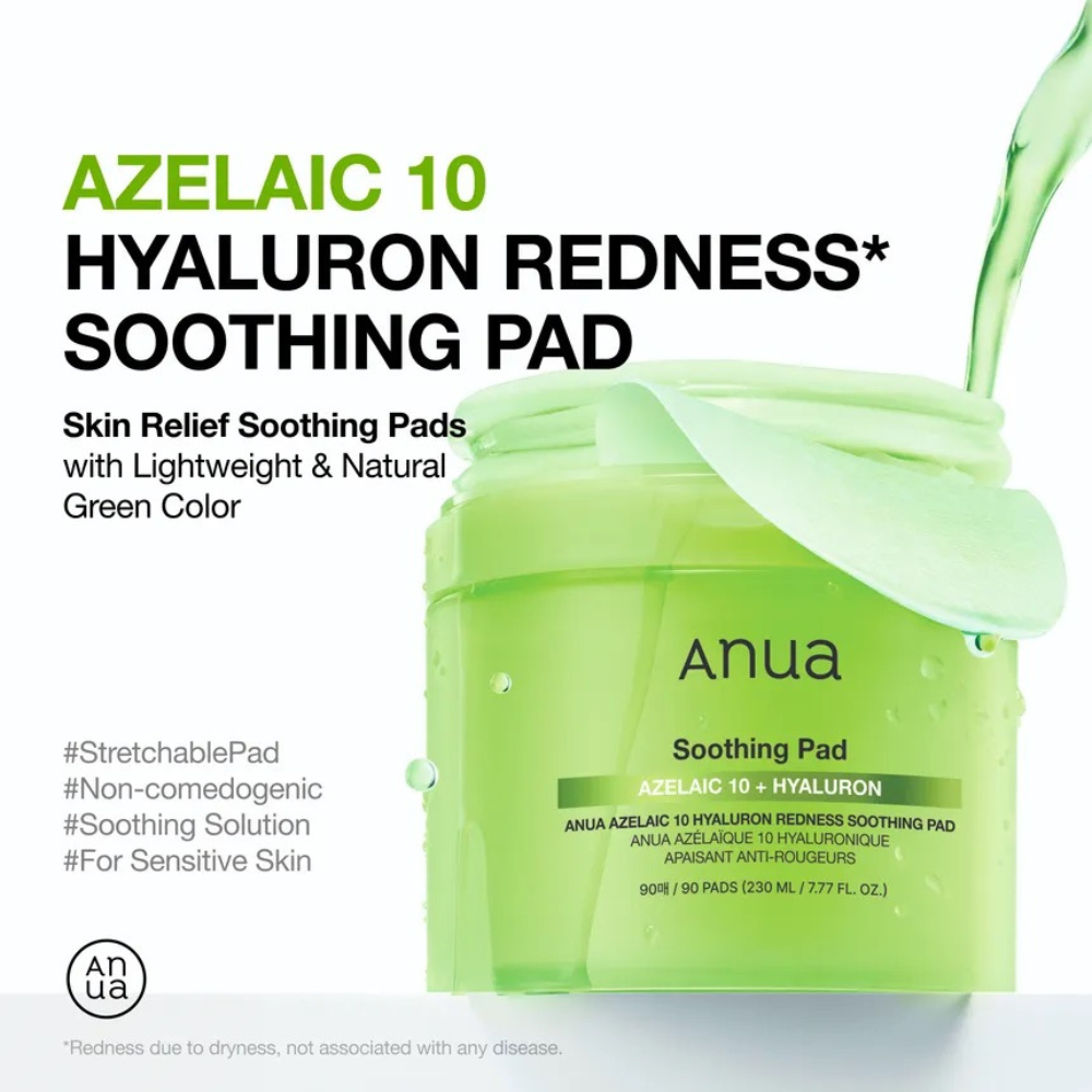 Pads Calmantes con Ácido Azelaico 10 y Ácido Hialurónico 230 ml - Anua