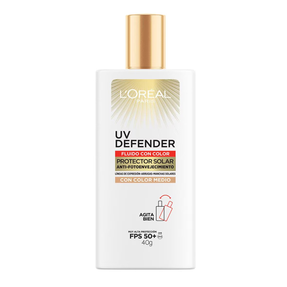 Protector Solar Fluido con Color UV Defender FPS 50+ 40 g - L'Oréal Paris