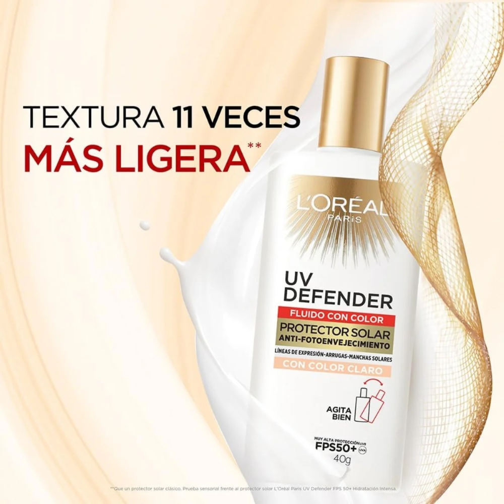 Protector Solar Fluido con Color UV Defender FPS 50+ 40 g - L'Oréal Paris