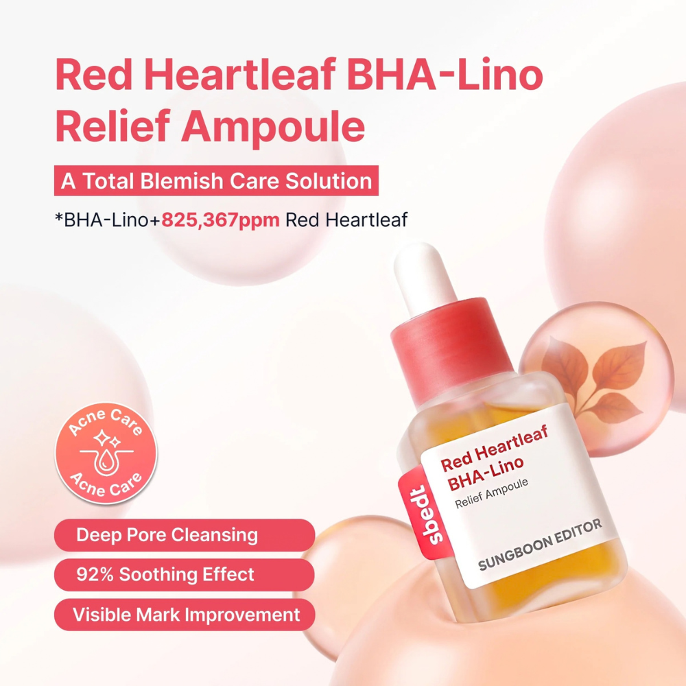Serum Calmante e Anti-Imperfecciones Red Heartleaf BHA-Lino Relief Ampoule 40 ml – Sungboon Editor