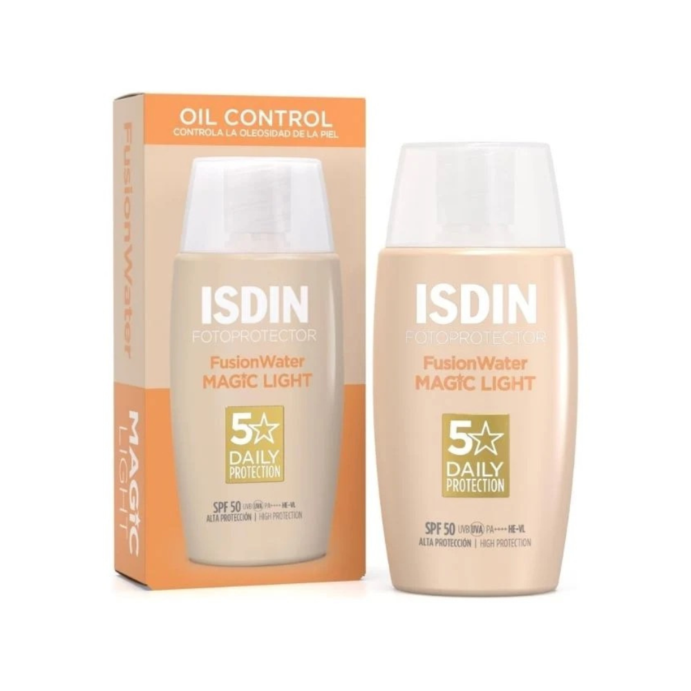 Protector Solar Facial Fluido con Color Fusion Water Color Light SPF50 50 ml - Isdin