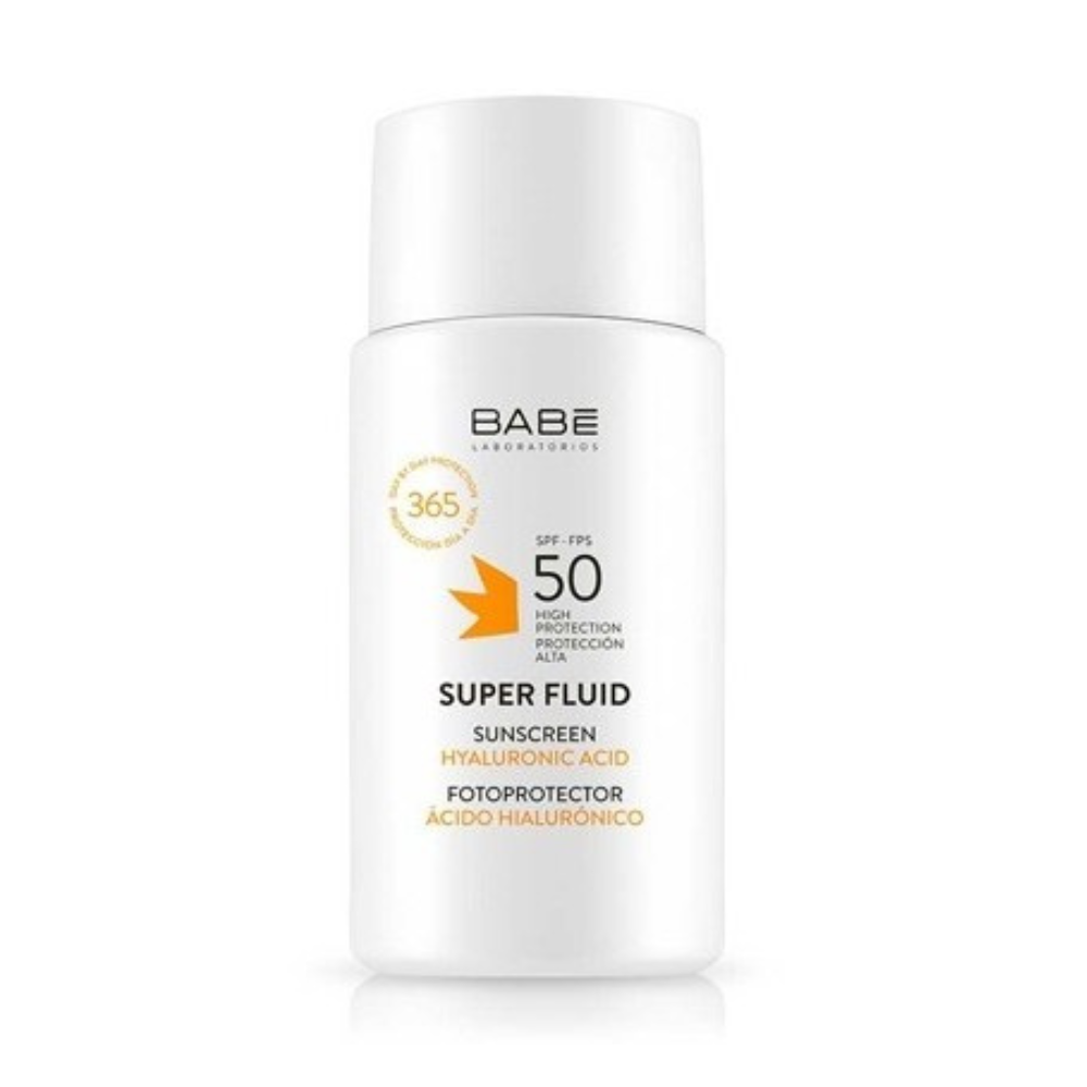 Fotoprotector Facial Super Fluid Invisible SPF 50 50ml con Textura Ultra Ligera y Ácido Hialurónico - BABE