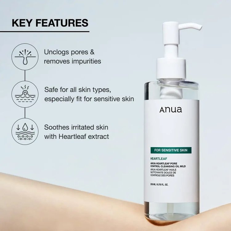 Aceite Limpiador Suave, Control de Poros Heartleaf 200 ml - Anua