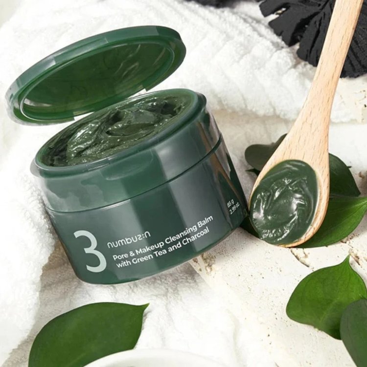 Bálsamo Limpiador Facial de Poros y Maquillaje Té Verde y Carbón No. 3 85 g - Numbuzin