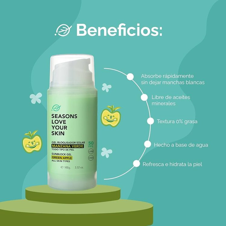 Bloqueador Solar FPS50 Stick Manzana Verde 15 gr Seasons