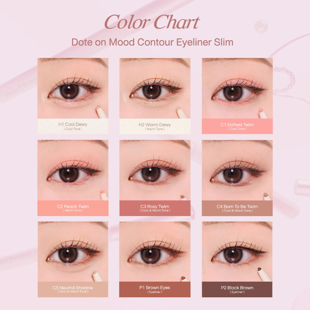 Delineador Dote On Mood Contour Eyeliner Slim P1 Brown Eyes - Heart Percent